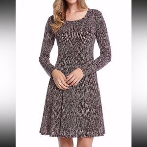 Karen Kane Wine Multi-colored Chevron Jersey Stretch A-line Dress Size M